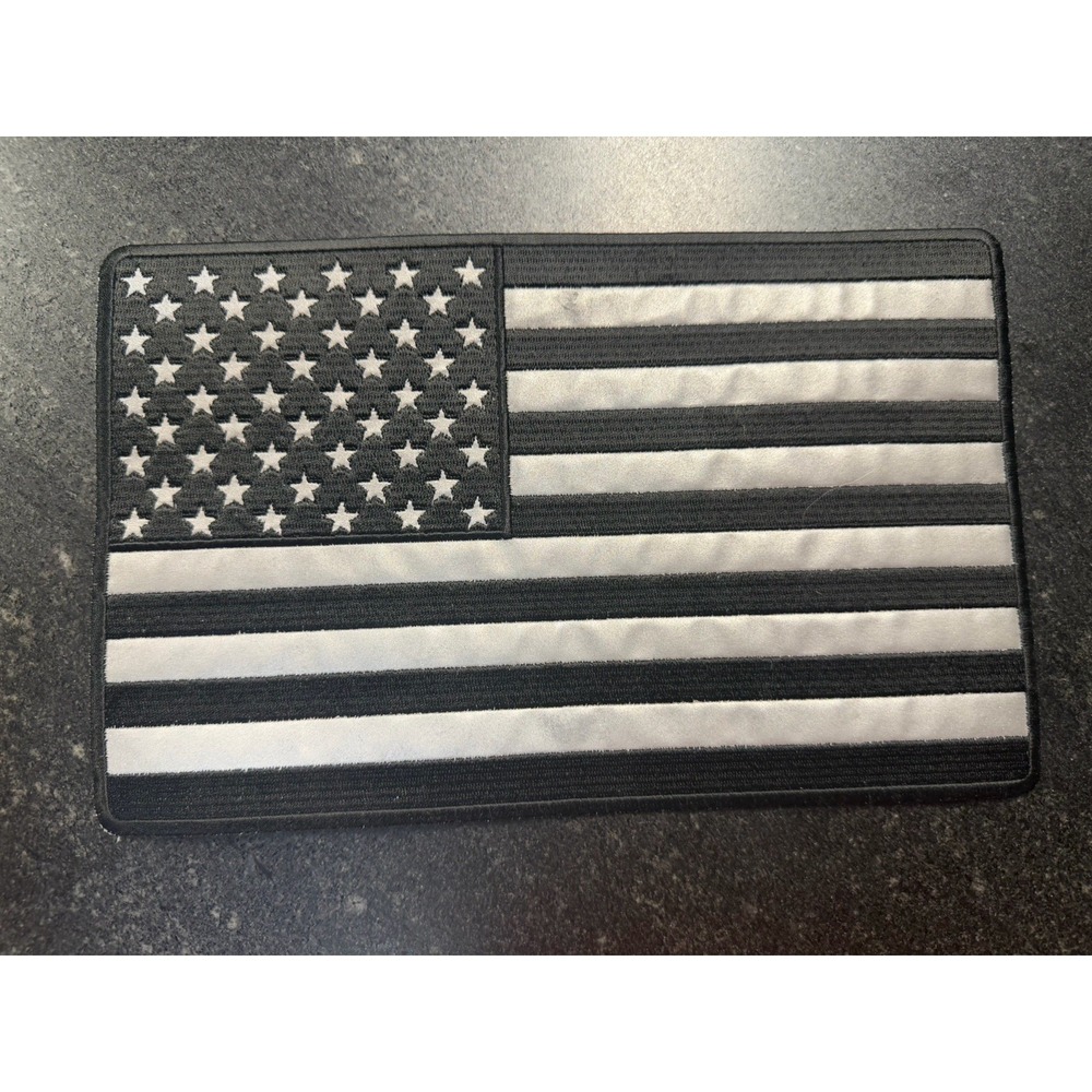 New Black & Silver American Flag Patch 10" x 6" Tactical Iron-On IVAMIS